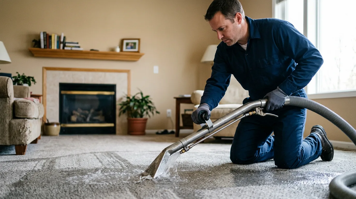 Water damage restoration technician working near Fenton, LA
